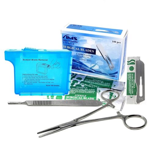تشتمل مجموعة IMEDS Dermaplaning على شفرات Dermaplaning 10R (100 قطعة) مع مقبض مشرط رقم 3، وصندوق إزالة الشفرات، وملقط مرقئ، ومجموعة الكل في واحد لعلاجات العناية بالبشرة in Saudi Arabia