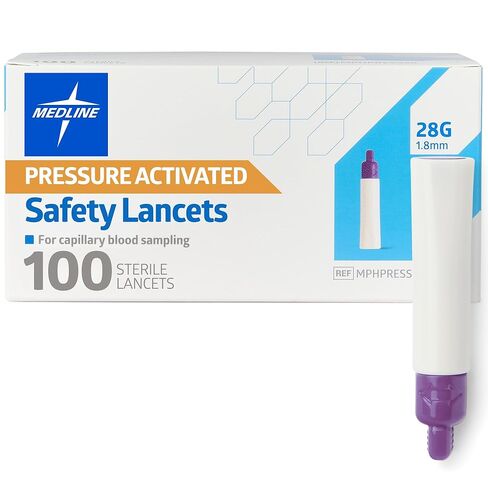 Sterile Safety Lancet with Pressure Activation, 28G x 1.8 mm,100,Box,MPHPRESS28Z in Saudi Arabia
