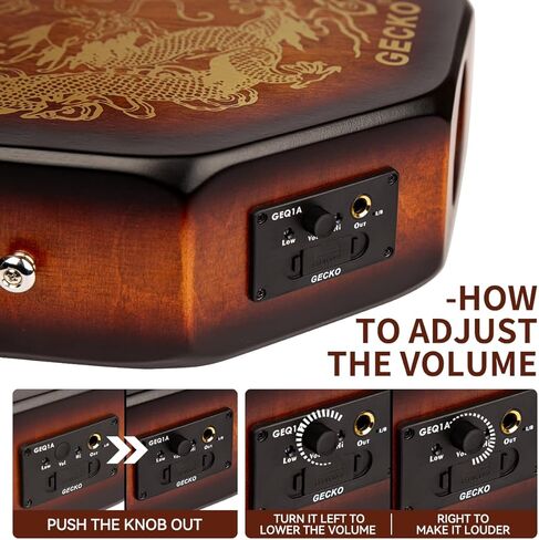 GECKO Octagonal Cajon Drum, Portable Hand Percussion Instrument with Detachable Strap & Carry Bag, Birchwood Body & Rich Sound (Built-in Pickup) in Kuwait