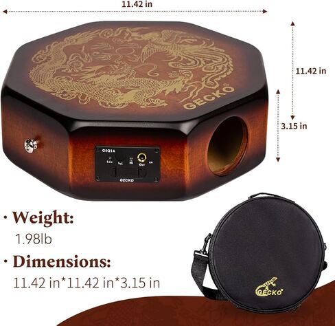 GECKO Octagonal Cajon Drum, Portable Hand Percussion Instrument with Detachable Strap & Carry Bag, Birchwood Body & Rich Sound (Built-in Pickup) in Kuwait