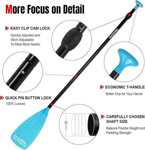 SUP Paddleboard Paddle with Aluminum Shaft and Nylon Blade, Lightweight Stand Up Paddle Board Oars, Adjustable170-210 cm/68-84 inch in Kuwait