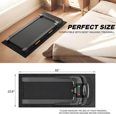 سجادة وسادة المشي للسجاد، سجادة جهاز المشي للأرضيات الصلبة، 55 بوصة × 23.6 بوصة، قابلة للطي، كثافة عالية، 1/4 سمك، غير قابلة للانزلاق، حماية للأرضية للدراجة، آلة بيضاوية، جهاز المشي، امتصاص الصدمات الضوضاء in Kuwait