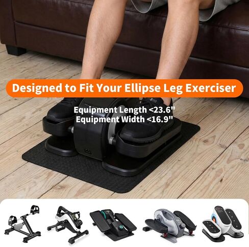 سجادة تمرين مزدوجة غير قابلة للانزلاق لتمرين الساق البيضاوية، 23.6 بوصة × 17 بوصة 0.12 بوصة، سجادة تمرين للأجهزة البيضاوية تحت المكتب، مناسبة لتمرين دواسة القدم الكهربائية أثناء الجلوس in Kuwait