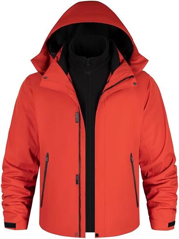3-in-1 Waterproof Hooded Jacket Windproof, Breathable Warm Outdoor Jacket With Removable Liner in Saudi Arabia
