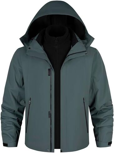 3-in-1 Waterproof Hooded Jacket Windproof, Breathable Warm Outdoor Jacket With Removable Liner in Saudi Arabia