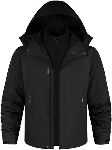 3-in-1 Waterproof Hooded Jacket Windproof, Breathable Warm Outdoor Jacket With Removable Liner in Saudi Arabia