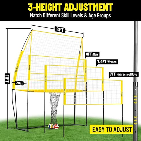 Volleyball Training Equipment, Adjustable Height Volleyball Net for Backyard Training - Portable Outdoor Volleyball Set with Durable Net & Tool-Free Setup for Serving, Hitting, and Spiking Practice in Saudi Arabia