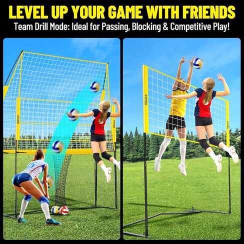 Volleyball Training Equipment, Adjustable Height Volleyball Net for Backyard Training - Portable Outdoor Volleyball Set with Durable Net & Tool-Free Setup for Serving, Hitting, and Spiking Practice in Saudi Arabia