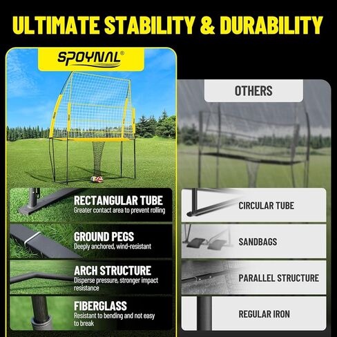 Volleyball Training Equipment, Adjustable Height Volleyball Net for Backyard Training - Portable Outdoor Volleyball Set with Durable Net & Tool-Free Setup for Serving, Hitting, and Spiking Practice in Saudi Arabia