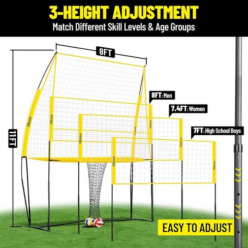 Volleyball Training Equipment, Adjustable Height Volleyball Net for Backyard Training - Portable Outdoor Volleyball Set with Durable Net & Tool-Free Setup for Serving, Hitting, and Spiking Practice in Saudi Arabia