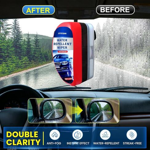 طارد المياه للزجاج الأمامي للسيارة ومعالجة مضادة للضباب - طقم طلاء زجاجي داخلي وخارجي سريع، رذاذ طارد للمطر للنوافذ والمرآة وحماية الطلاء - رؤية طويلة الأمد، عبوة من قطعتين in Kuwait