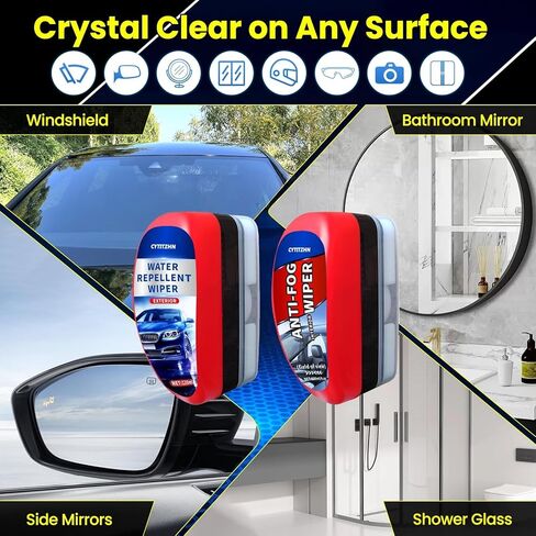 طارد المياه للزجاج الأمامي للسيارة ومعالجة مضادة للضباب - طقم طلاء زجاجي داخلي وخارجي سريع، رذاذ طارد للمطر للنوافذ والمرآة وحماية الطلاء - رؤية طويلة الأمد، عبوة من قطعتين in Kuwait