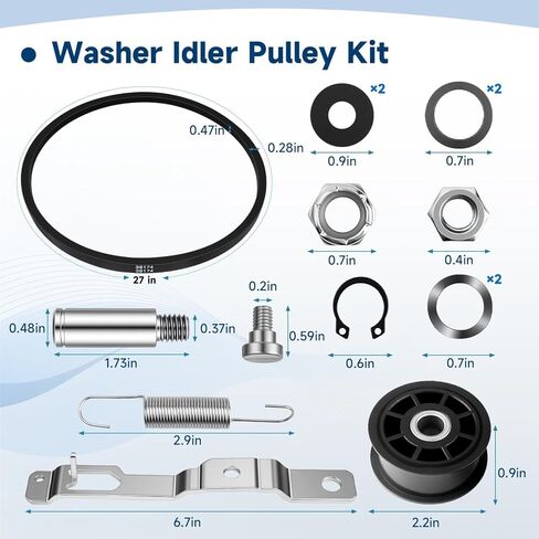 Washer Idler Pulley Kit Lever and 27" Belt Tensioner Kit Compatible With Alliance Laundry Systems Speed Queen SWNYC2HP115TW02 AWN412SP111TW01 Replace#: 959P3 38174 38225p UNMC959P3 202032 in Kuwait