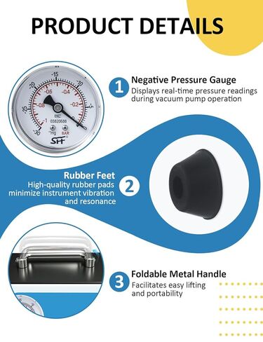 مضخة تفريغ بدون زيت من Xin Tester Lab، 15 لتر/الدقيقة 110-220 فولت قابلة للتعديل خالية من الزيت، مضخة تفريغ مزدوجة الضغط، محمولة وهادئة لترشيح السائل للمختبر الاحترافي in Kuwait