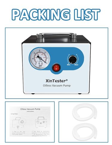 مضخة تفريغ بدون زيت من Xin Tester Lab، 15 لتر/الدقيقة 110-220 فولت قابلة للتعديل خالية من الزيت، مضخة تفريغ مزدوجة الضغط، محمولة وهادئة لترشيح السائل للمختبر الاحترافي in Kuwait
