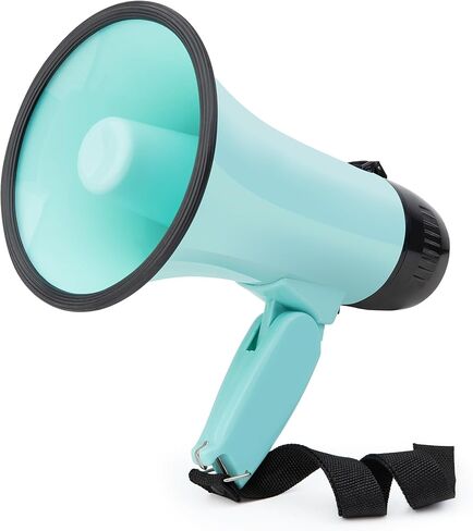 مكبر صوت مكبر صوت بولهورن بقدرة 20 وات، صفارة إنذار وتسجيل 240 ثانية، مكبر صوت محمول مع شاشة عرض للطاقة وحزام - أخضر فاتح in Kuwait