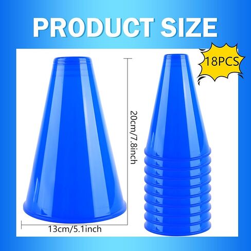 18 قطعة من مكبر الصوت البلاستيكي الأزرق مكبر الصوت الرياضي هتاف الضوضاء للأنشطة الخارجية للمدرسة، لوازم الحفلات الرياضية التشجيعية in Kuwait