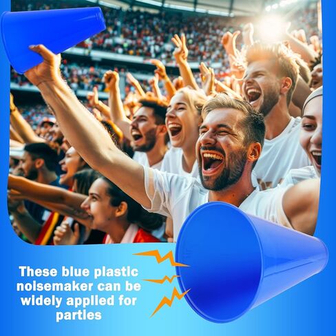 18 قطعة من مكبر الصوت البلاستيكي الأزرق مكبر الصوت الرياضي هتاف الضوضاء للأنشطة الخارجية للمدرسة، لوازم الحفلات الرياضية التشجيعية in Kuwait