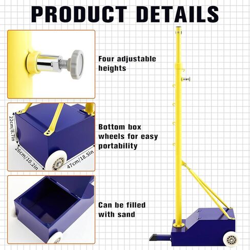 Adjustable Volleyball Poles with Net - Indoor/Outdoor Heavy Duty, 4 Heights (5.1ft-6.89ft), Portable with Wheels, Perfect for Adults, Youth, and Kids Sports Activities in Saudi Arabia