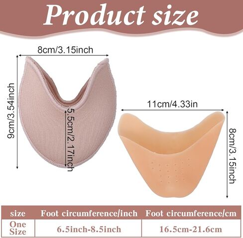 2 Pairs Soft Ballet Toe Pad Foot Care Toe (1 Pair Cotton Pointe Shoe Toes Pads & 1 Pair Silicone Gel Pad Pointe Shoes Protectors) Forefoot Wrap Pads for Women, Sponge Insoles in Saudi Arabia