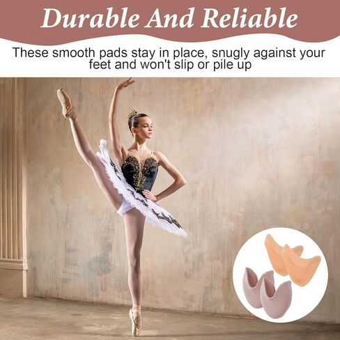 2 Pairs Soft Ballet Toe Pad Foot Care Toe (1 Pair Cotton Pointe Shoe Toes Pads & 1 Pair Silicone Gel Pad Pointe Shoes Protectors) Forefoot Wrap Pads for Women, Sponge Insoles in Saudi Arabia