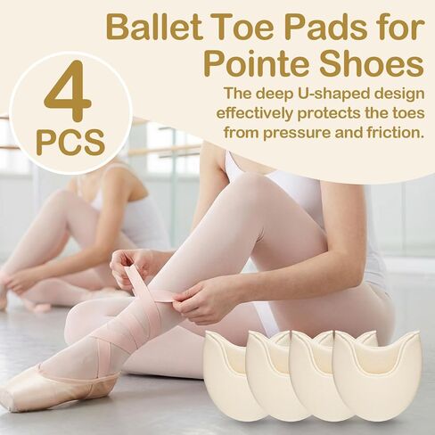 2Pairs Ballet Dance Toe Pads, Toe Pads for Pointe Shoes, Pointe Shoe Toe-Pads Ballet Dance Shoe-Toe High Heels Toe-Caps Protector Accessories Foot Covers for Women Girls in Kuwait