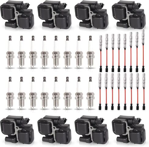 ENA Set of 8 Ignition Coil with 16 Iridium Spark Plug and Red Wire Set Compatible with Mercedes-Benz C43 CL500 CLK430 CLK500 E430 E500 E55 AMG ML430 ML500 S430 S500 SL500 4.3L 5.0L in Saudi Arabia