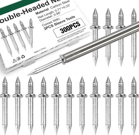 300 Pcs Double Headed Skirting Nails for Baseboards, Invisible No Mark Nails with 3 Sleeve Tools in Kuwait