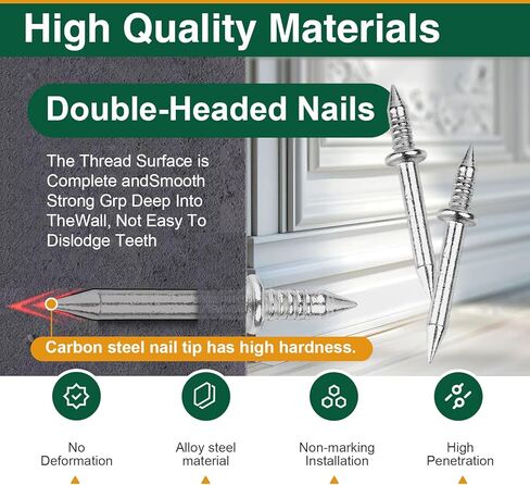 300 Pcs Double Headed Skirting Nails for Baseboards, Invisible No Mark Nails with 3 Sleeve Tools in Kuwait