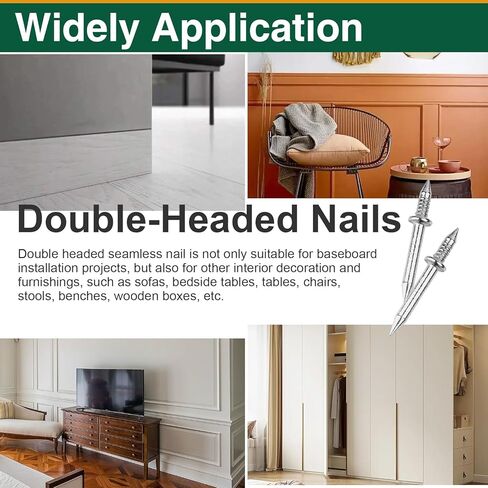 300 Pcs Double Headed Skirting Nails for Baseboards, Invisible No Mark Nails with 3 Sleeve Tools in Kuwait