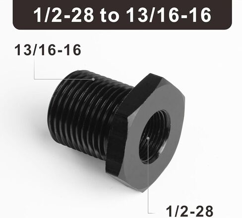 1/2-28 "NPT ذكر إلى 13/16-16" NPT أنثى المخفض جلبة المناسب محول عرافة الألومنيوم الأسود، 1 قطعة in Kuwait