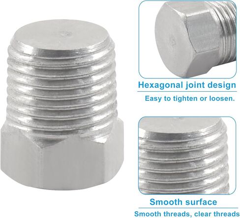 1/8 "Npt ذكر خارجي سداسي الرأس وصلة أنابيب التوصيل، مقبس توصيل أنبوب ذكر من الفولاذ المقاوم للصدأ - حزمة من 4 in Saudi Arabia