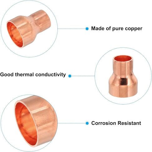 PATIKIL 1" to 5/8" ID Copper Reducer, 3pcs 99.9% Pure Copper Reducing Coupling Pressure Fitting Pipe Tube Connector Adapter with Sweat Solder Connection in Saudi Arabia
