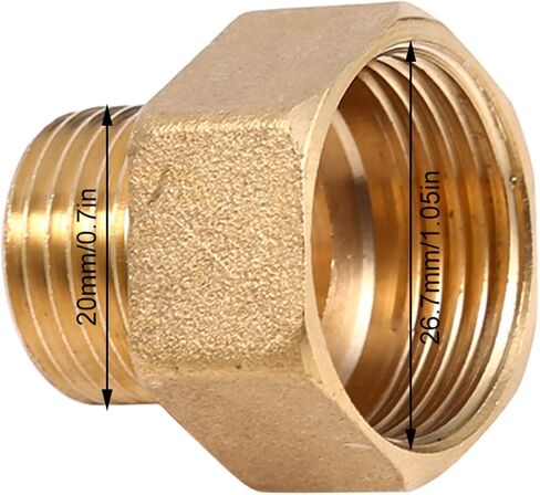 Brass Water Pipe Adapter, Durable Corrosion-Resistant, Hex Bushing Reducer, 1/2 BSPT Male to 3/4 BSPT Female Thread, for Water Meters, Softeners, Purifiers, Home Plumbing, Irrigati in Saudi Arabia