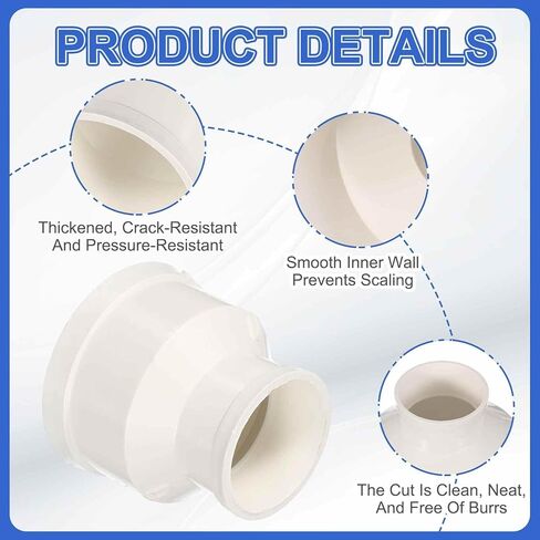4pcs Duct Reducer (3" to 2") - PVC Round Duct Adapter Connector Fitting Pipe Increaser Reducer, Fits DWV (Drain, Waste and Vent) Air Ventilation Ducting in Saudi Arabia