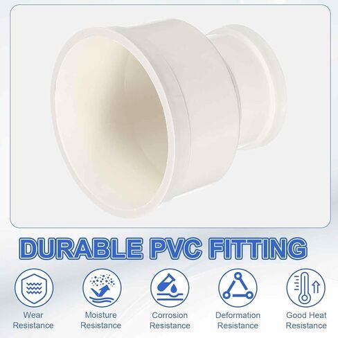 4pcs Duct Reducer (3" to 2") - PVC Round Duct Adapter Connector Fitting Pipe Increaser Reducer, Fits DWV (Drain, Waste and Vent) Air Ventilation Ducting in Saudi Arabia