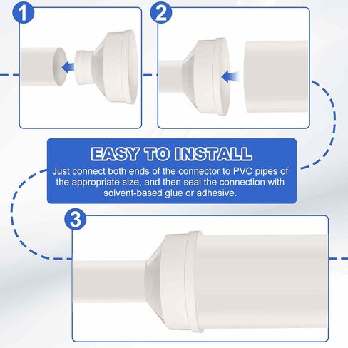 4pcs Duct Reducer (3" to 2") - PVC Round Duct Adapter Connector Fitting Pipe Increaser Reducer, Fits DWV (Drain, Waste and Vent) Air Ventilation Ducting in Saudi Arabia