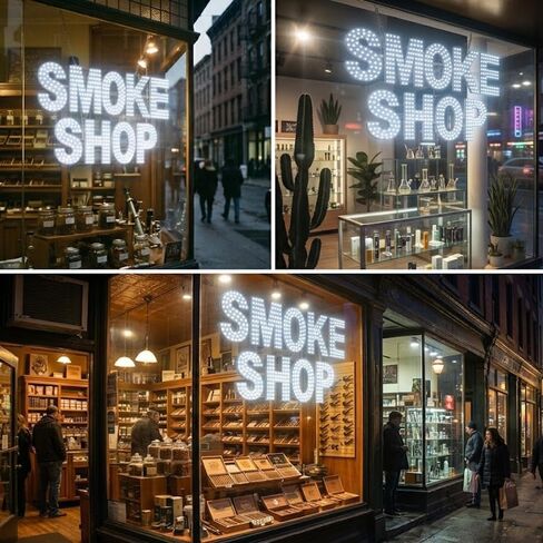 EPL SMOKE SHOP WHITE, LED 3G Sparkling Sign, Eye-catching, Super Bright, 2 Size, Remote Control Business Wall Decor Lighting (SMALL 15"x24") in Kuwait