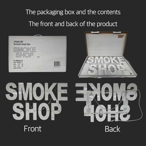 EPL SMOKE SHOP WHITE, LED 3G Sparkling Sign, Eye-catching, Super Bright, 2 Size, Remote Control Business Wall Decor Lighting (SMALL 15"x24") in Kuwait