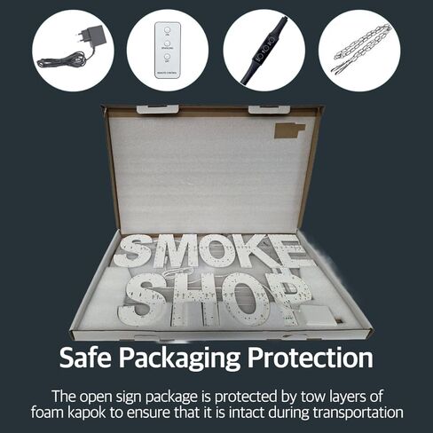 EPL SMOKE SHOP WHITE, LED 3G Sparkling Sign, Eye-catching, Super Bright, 2 Size, Remote Control Business Wall Decor Lighting (SMALL 15"x24") in Kuwait