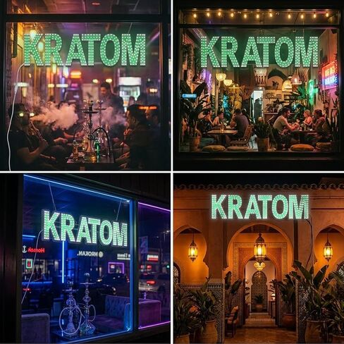 EPL KRATOM GREEN, LED 3G Sparkling Sign, Eye-Catching Sign, Super Bright, 8"x30" & Remote - Business Storefront Light, Professional Wall Board in Kuwait