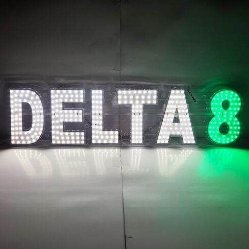 EPL DELTA8 WHITE/GREEN, LED 2G Blinking Sign, Eye-catching sign, Super Bright, 7"x30", Remote Control, Business Advertising Shop Wall Decor in Kuwait