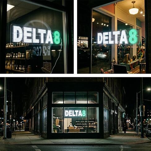 EPL DELTA8 WHITE/GREEN, LED 2G Blinking Sign, Eye-catching sign, Super Bright, 7"x30", Remote Control, Business Advertising Shop Wall Decor in Kuwait