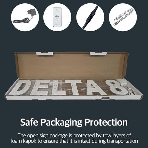 EPL DELTA8 WHITE/GREEN, LED 2G Blinking Sign, Eye-catching sign, Super Bright, 7"x30", Remote Control, Business Advertising Shop Wall Decor in Kuwait