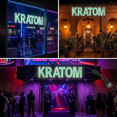 EPL KRATOM GREEN, LED 2G Blinking Sign, Eye-Catching, Super Bright, 8"x30" & Remote Control - Durable Business Display, High Visibility Board in Kuwait