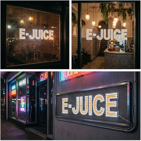 EPL E-JUICE YELLOW, LED 2G Blinking Sign, Eye-Catching Sign, Super Bright, 8"x30" & Remote Control - Durable Window Display, High Visibility Board in Kuwait
