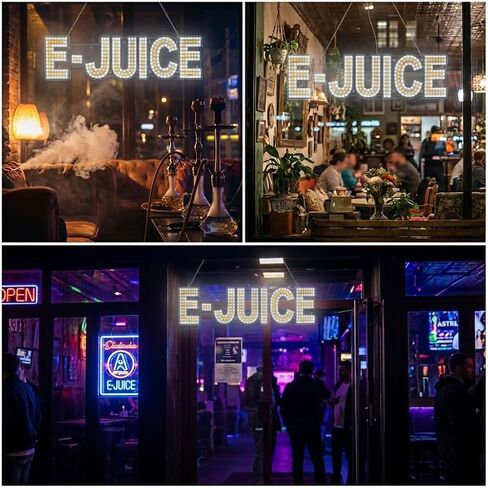 EPL E-JUICE YELLOW, LED 3G Sparkling Sign, Eye-Catching Sign, Super Bright, 8"x30" & Remote Control - Professional Shop Display, Vivid Wall Board in Kuwait