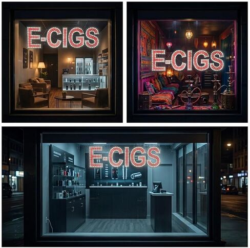 EPL E-CIGS RED, LED 3G Sparkling Sign, Eye-catching sign, Super Bright, 9"x30" Remote, Smoke Shop Storefront Window, Business Wall Decor & Light in Kuwait
