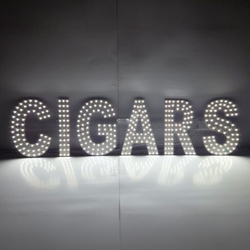 EPL CIGARS WHITE, LED 3G Sparkling Sign, Eye-catching sign, Super Bright, 8"x32", Remote Control & Animated Motion - Shop Business Wall Decor in Kuwait