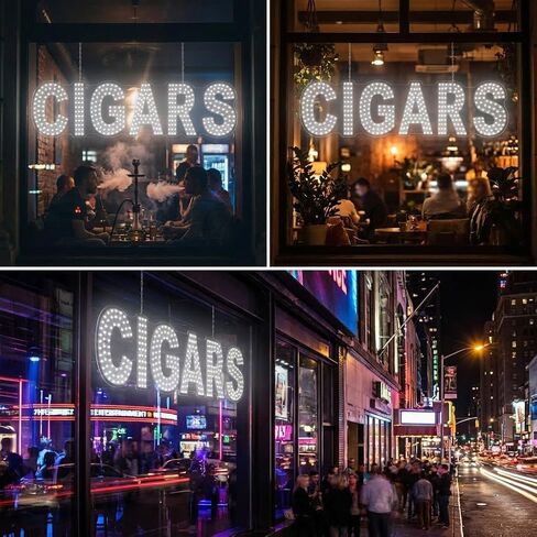 EPL CIGARS WHITE, LED 3G Sparkling Sign, Eye-catching sign, Super Bright, 8"x32", Remote Control & Animated Motion - Shop Business Wall Decor in Kuwait